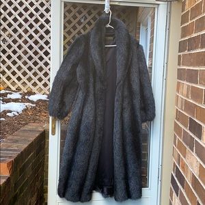 Monterey Fashions Faux Black Long Fir Coat Medium